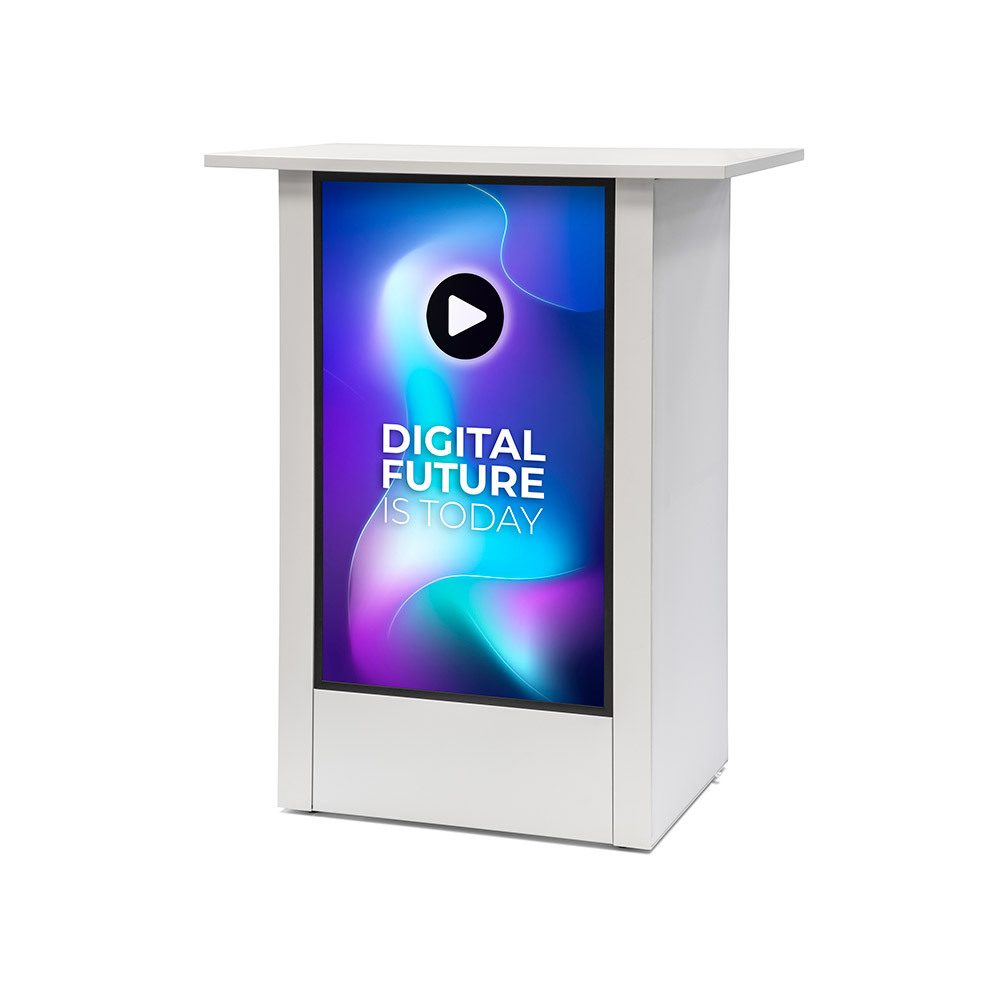 Digital Counter Futuro Vertikal Weiß mit 32" Samsung-Bildschirm, Showdown Displays