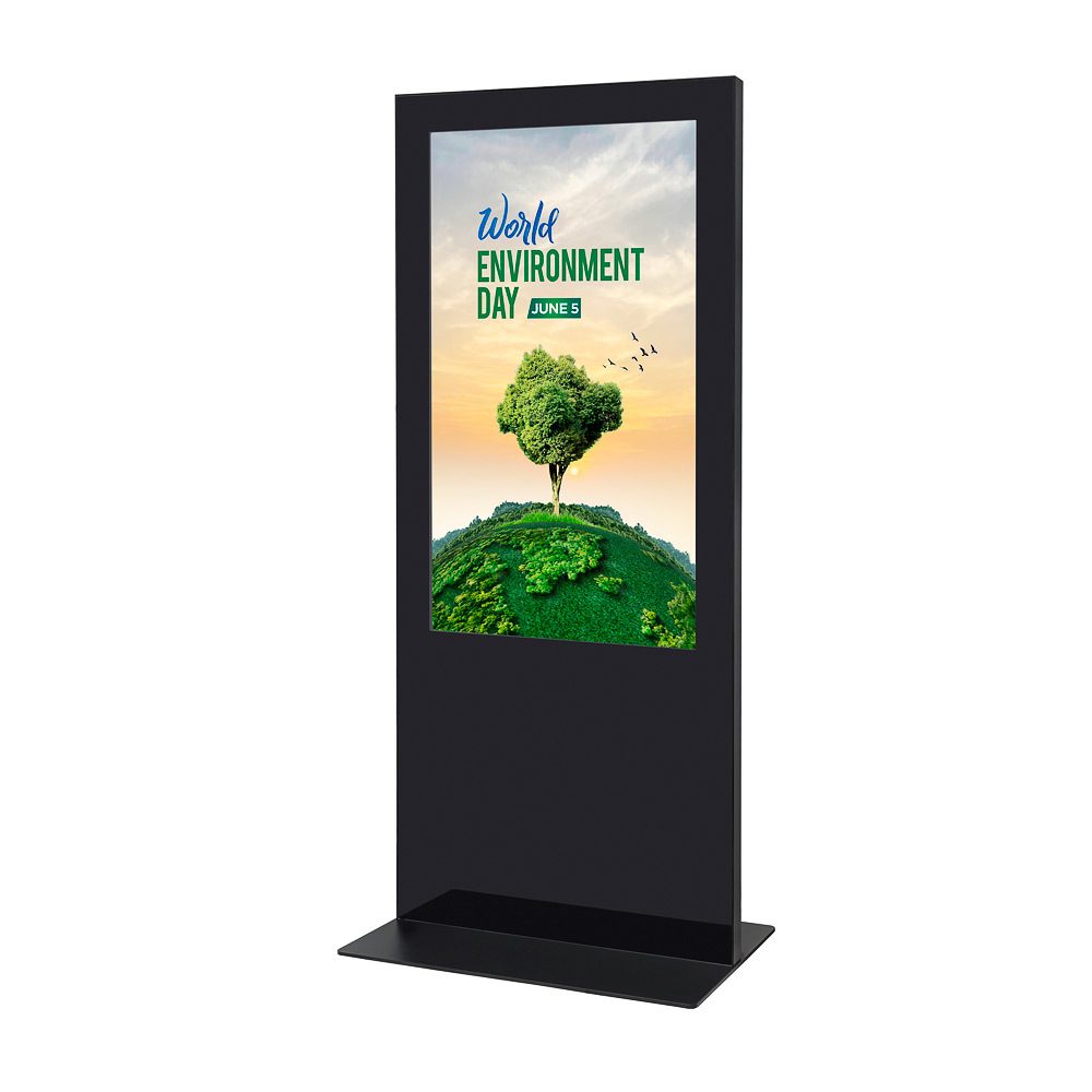 Digitale Infostele Slim Schwarz 65" mit Samsung-Bildschirm, Showdown Displays