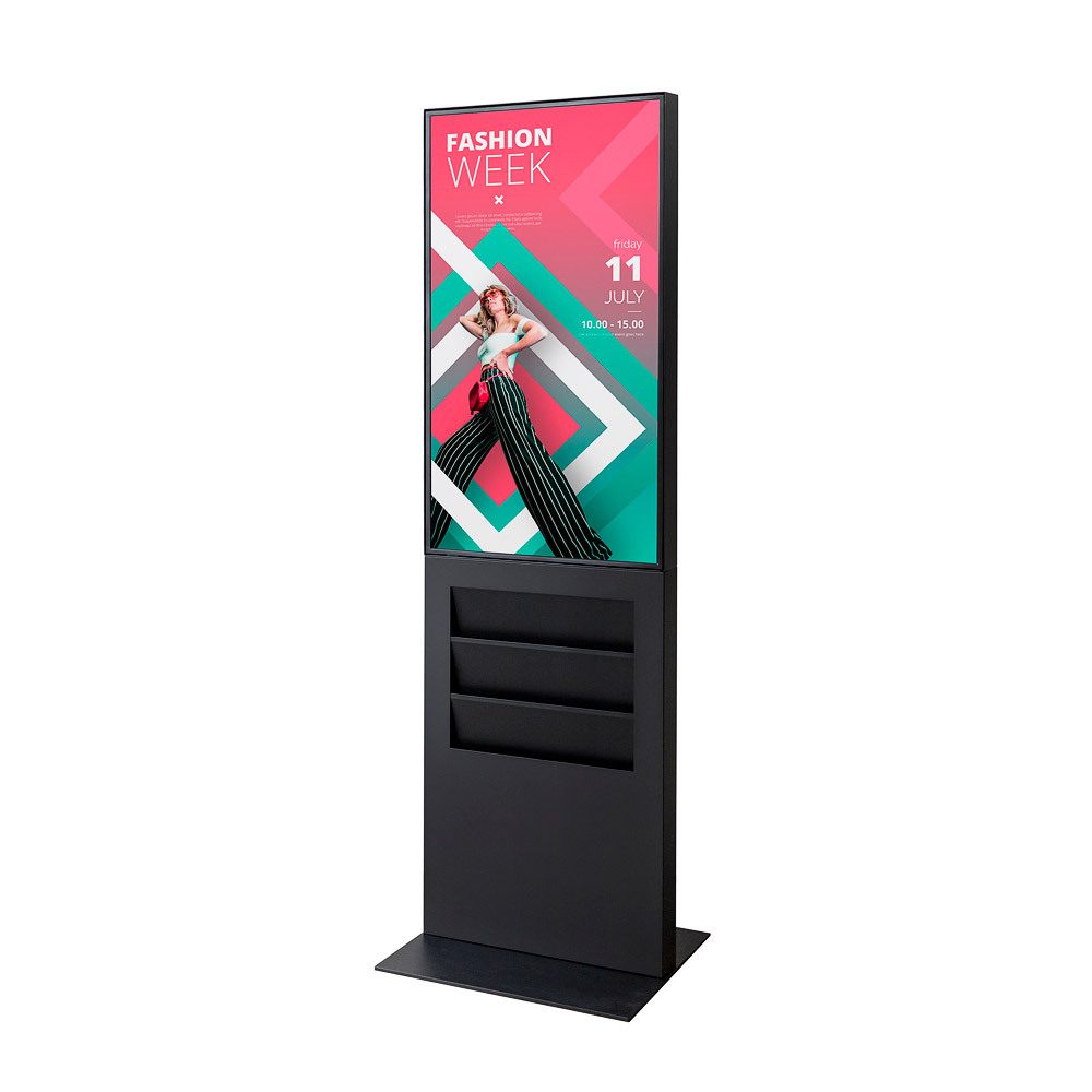 Smart Line Digitale Infostele Regal 6 x A4 mit 43" Samsung-Bildschirm Schwarz, Showdown Displays
