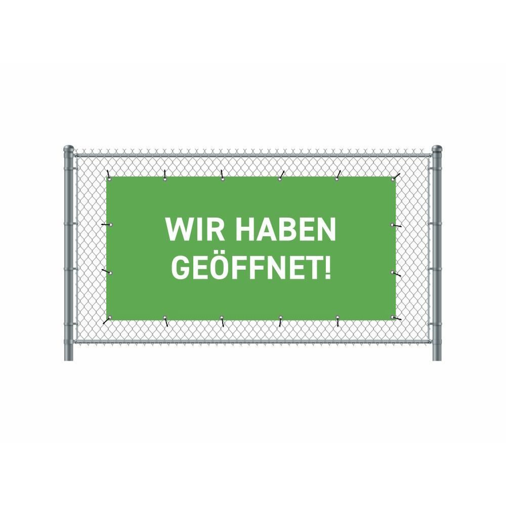 Zaun-Banner 200 x 100 cm Motiv „Geöffnet“ Deutsch Grün, Showdown Displays