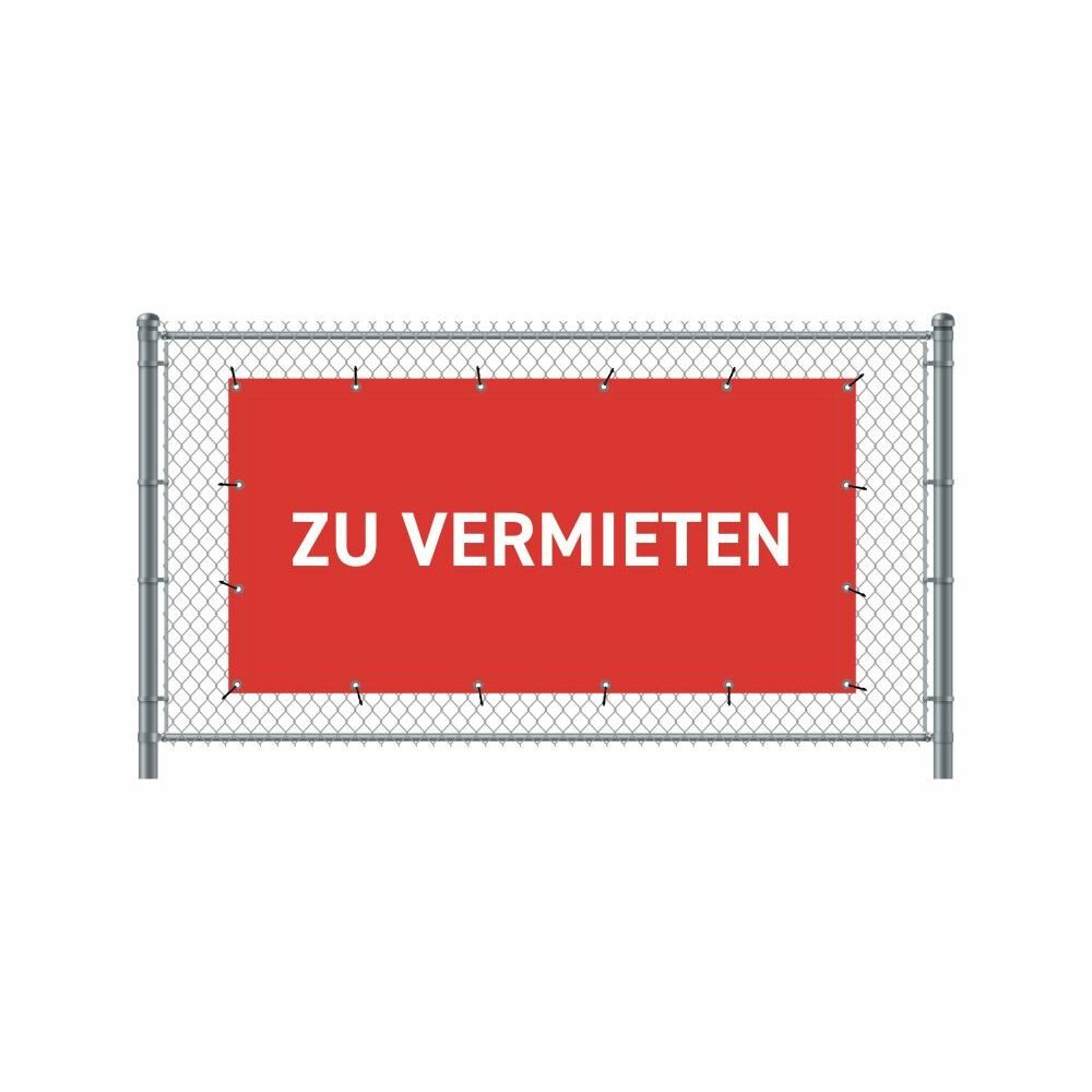 Zaun-Banner 200 x 100 cm Motiv „Zu Vermieten“ Deutsch Rot, Showdown Displays