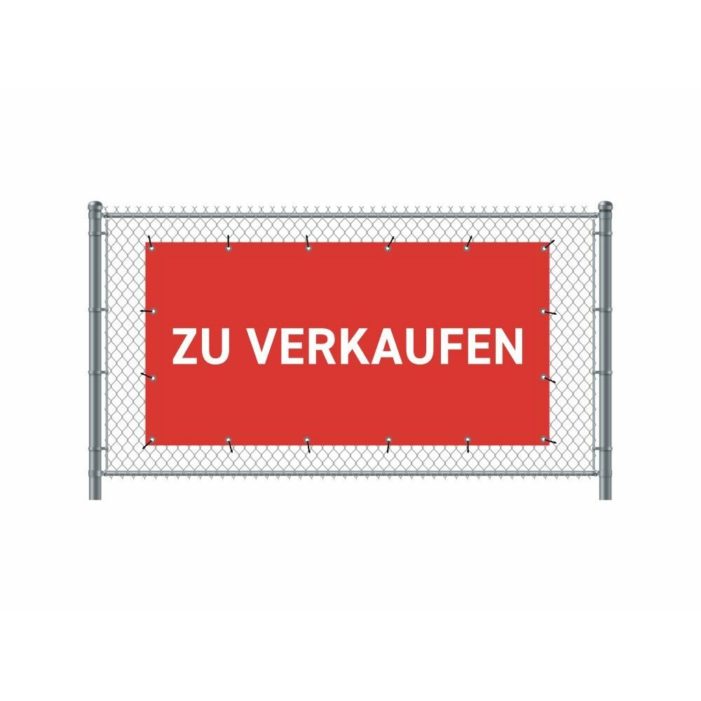 Zaun-Banner 200 x 100 cm Motiv „Zu Verkaufen“ Deutsch Rot, Showdown Displays