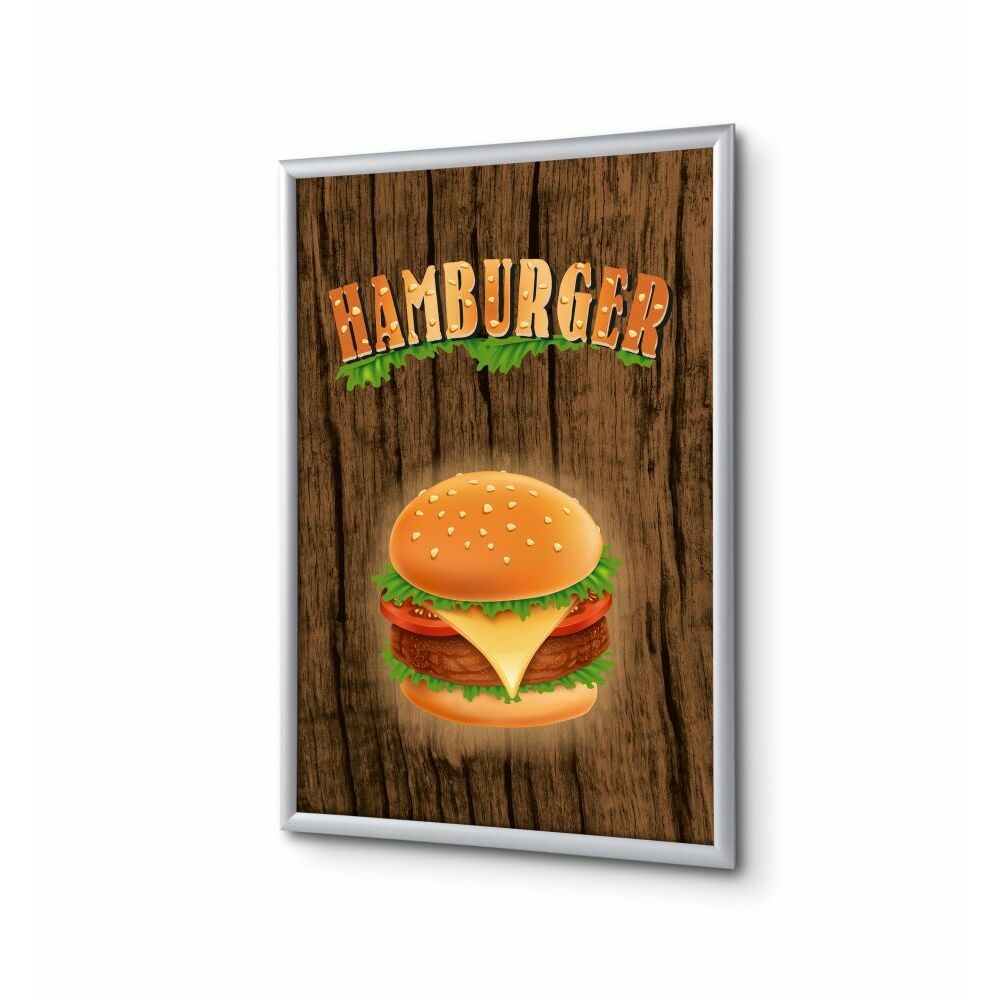 Klapprahmen A4 Komplettset Motiv „Burger“ Englisch, Showdown Displays