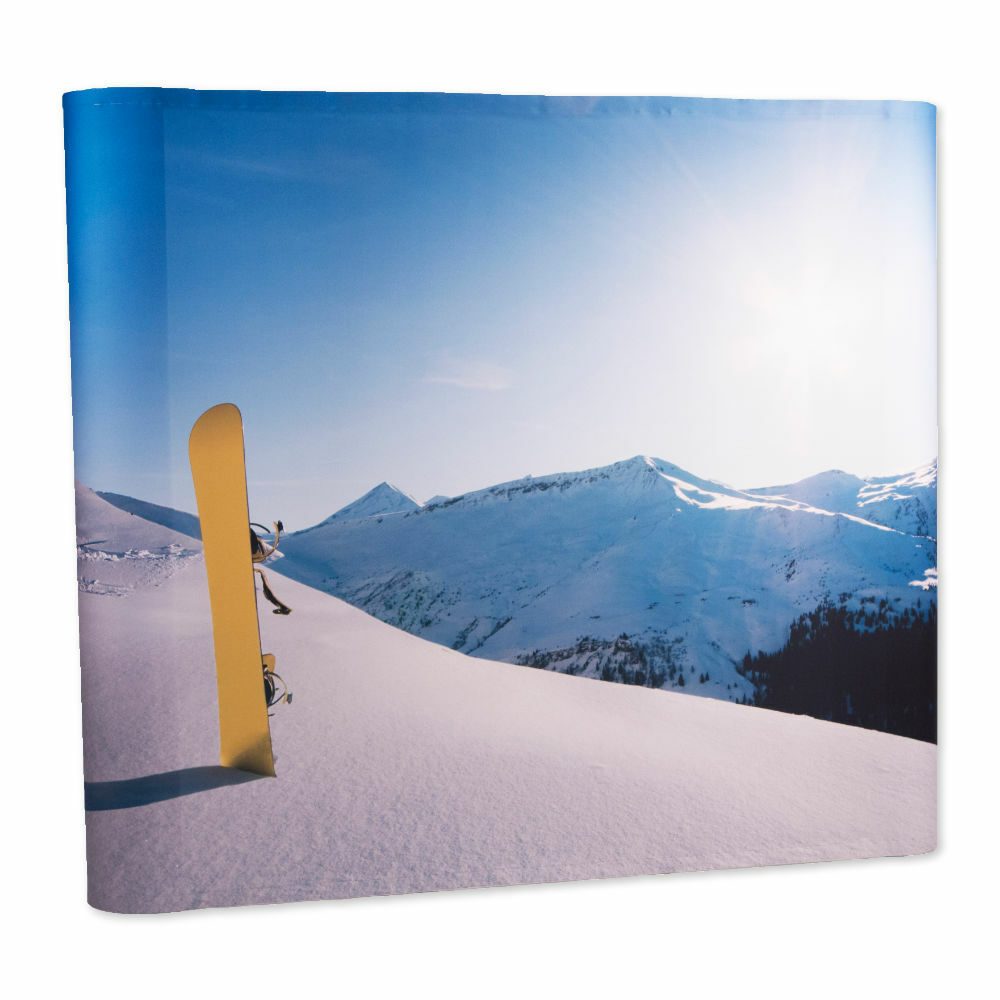 Pop-Up Textil Premium 4 x 3 Straight rund Seiten-Druck, Showdown Displays