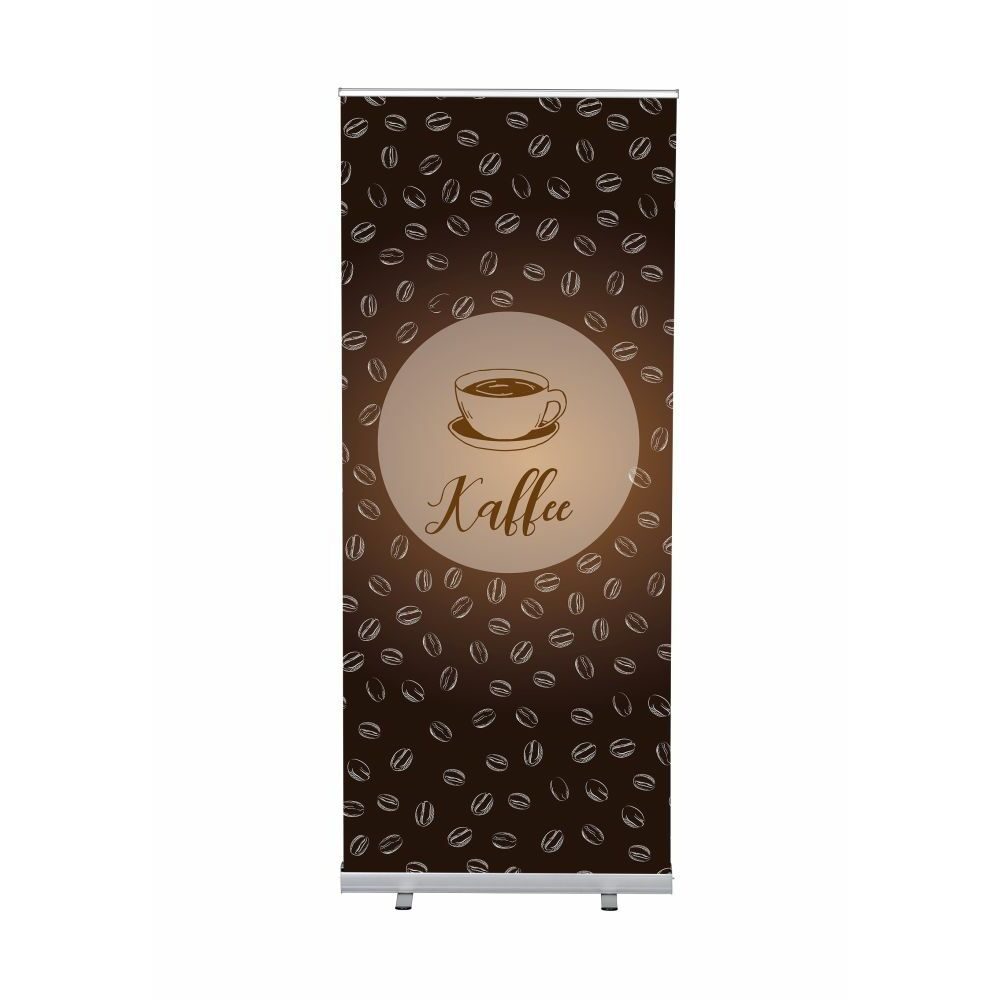 Roll-Banner Budget 85 Komplettset Motiv „Kaffee“ Deutsch, Showdown Displays