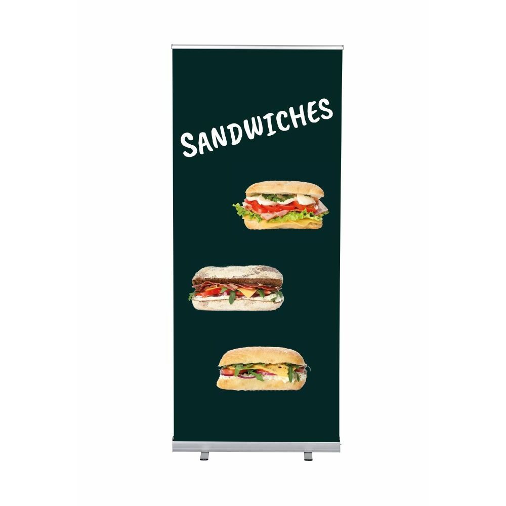 Roll-Banner Budget 85 Komplettset Motiv „Sandwiches“ Englisch, Showdown Displays