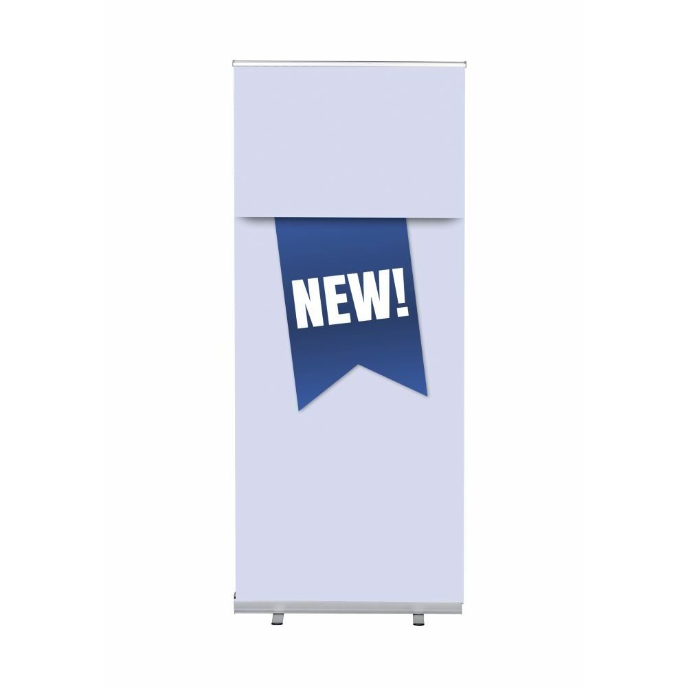 Roll-Banner Budget 85 Komplettset Motiv „Neu“ Blau Englisch, Showdown Displays