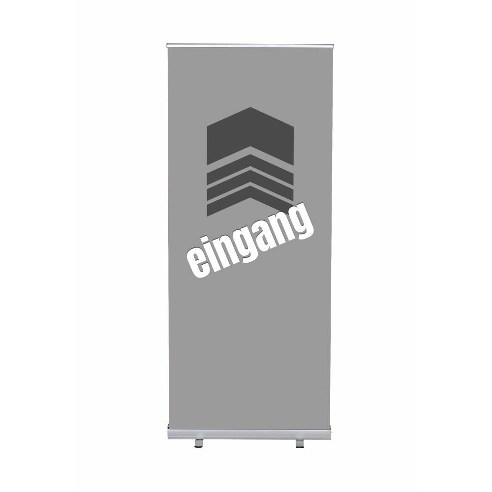 Roll-Banner Budget 85 Komplettset Motiv „Eingang“ Grau Deutsch, Showdown Displays