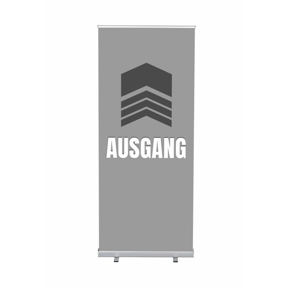 Roll-Banner Budget 85 Komplettset Motiv „Ausgang“ Grau Deutsch, Showdown Displays