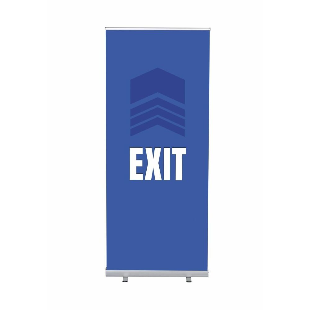 Roll-Banner Budget 85 Komplettset Motiv „Ausgang“ Blau Englisch, Showdown Displays