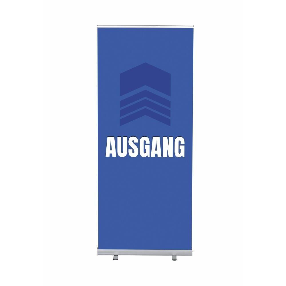 Roll-Banner Budget 85 Komplettset Motiv „Ausgang“ Blau Deutsch, Showdown Displays