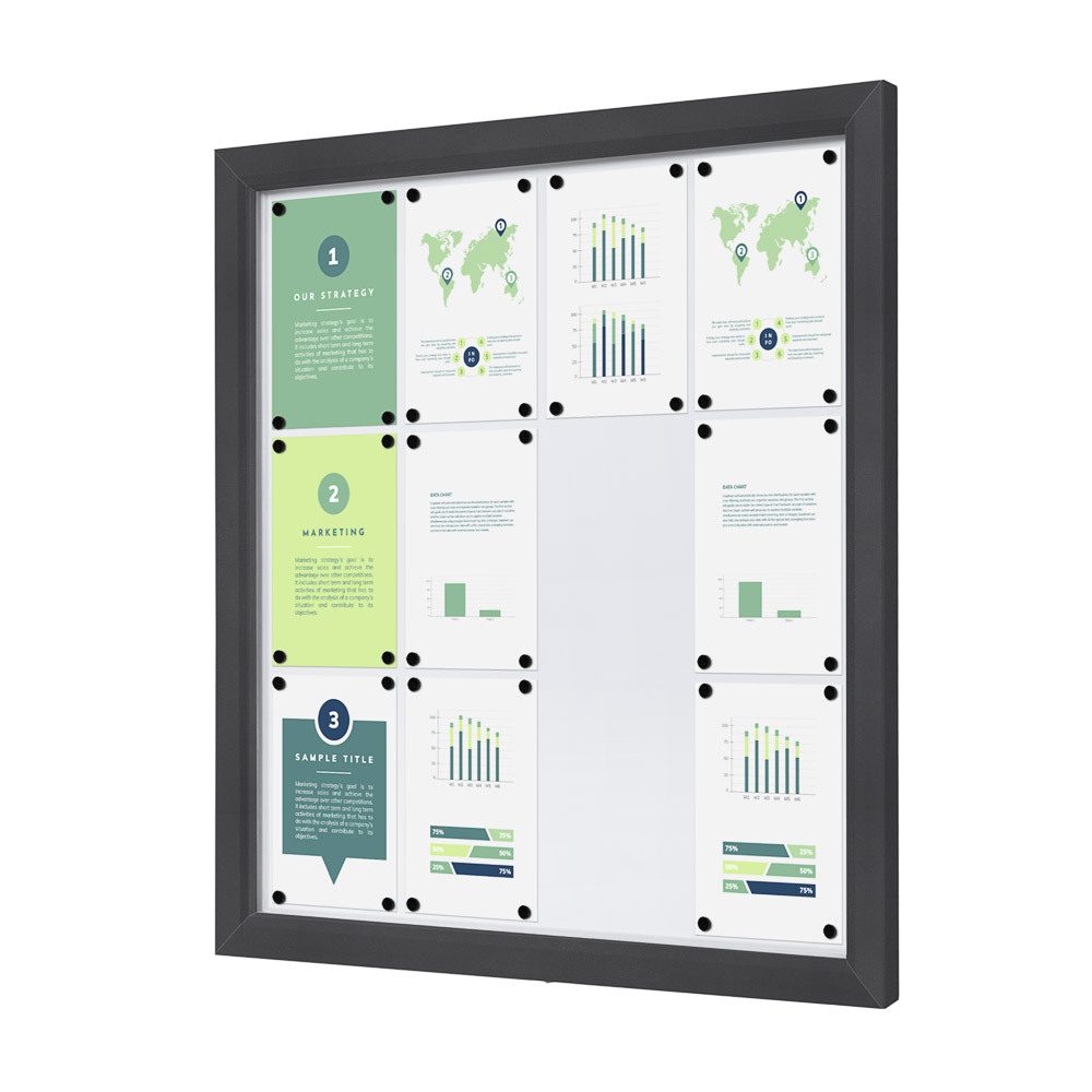 Abschließbarer Schaukasten Outdoor Slim 12 x A4 Anthrazit, Showdown Displays