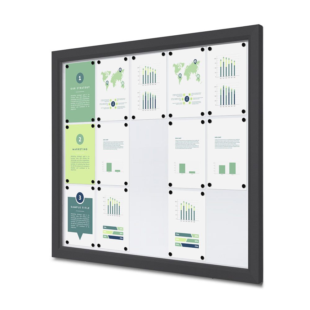 Abschließbarer Schaukasten Outdoor Slim 15 x A4 Anthrazit, Showdown Displays