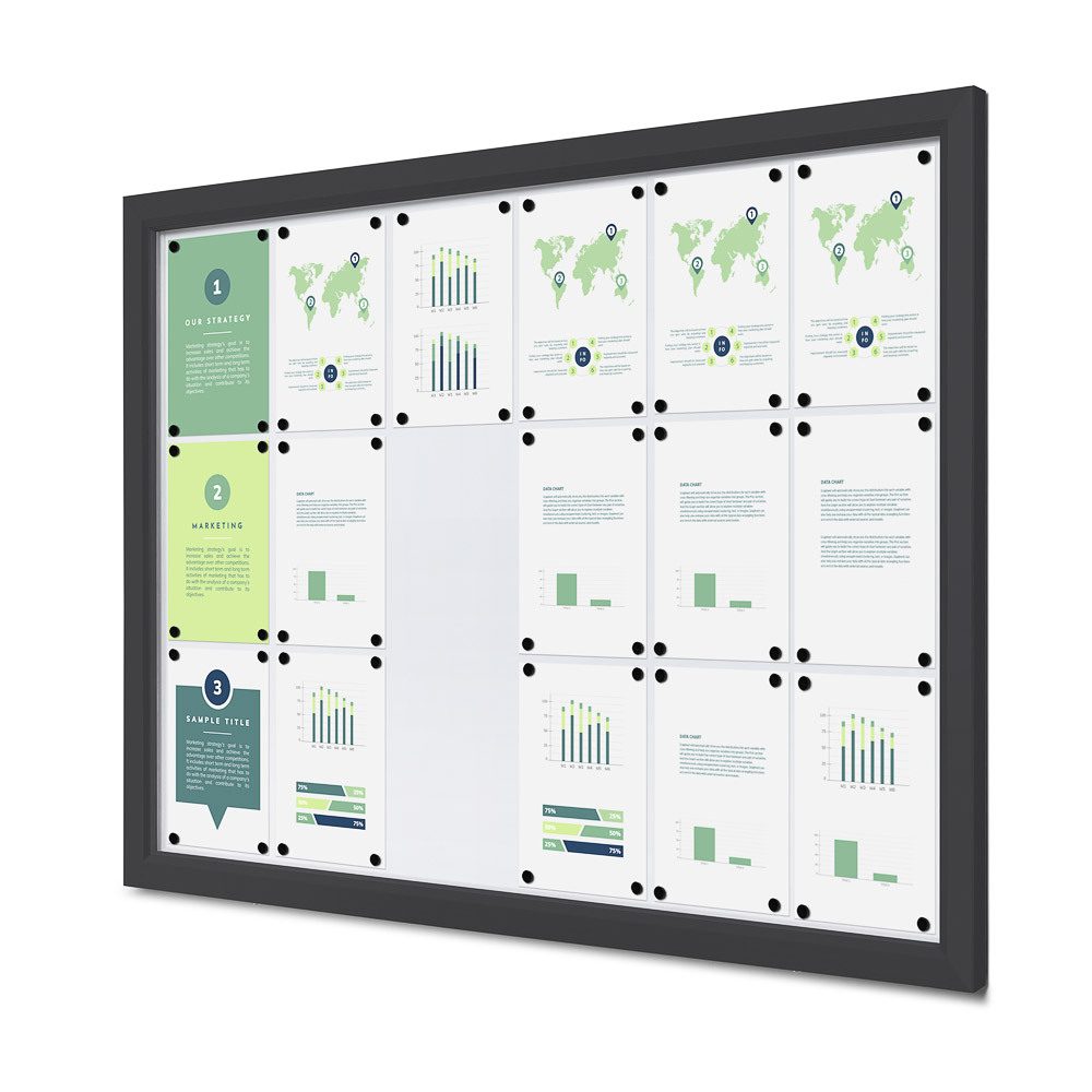 Abschließbarer Schaukasten Outdoor Slim 18 x A4 Anthrazit, Showdown Displays