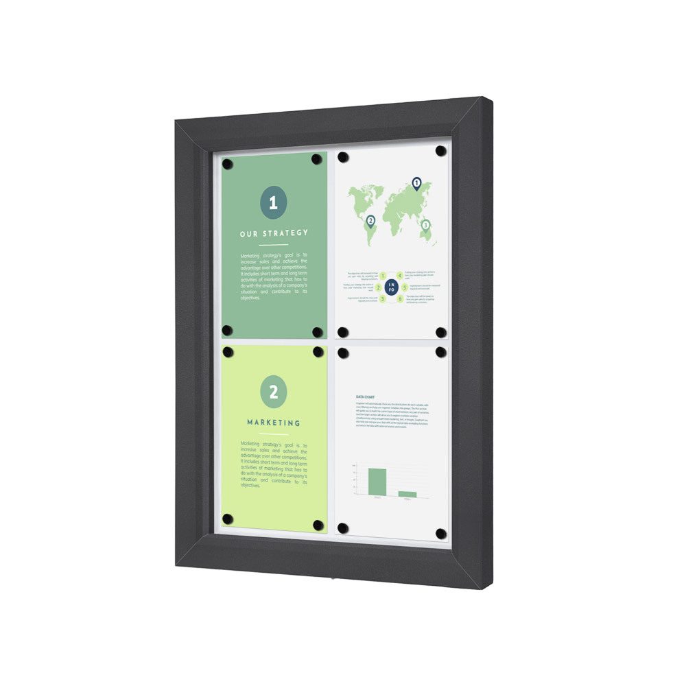 Abschließbarer Schaukasten Outdoor Slim 4 x A4 Anthrazit, Showdown Displays