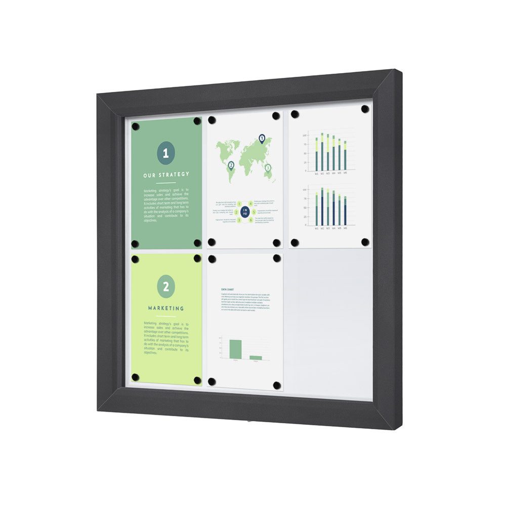 Abschließbarer Schaukasten Outdoor Slim 6 x A4 Anthrazit, Showdown Displays