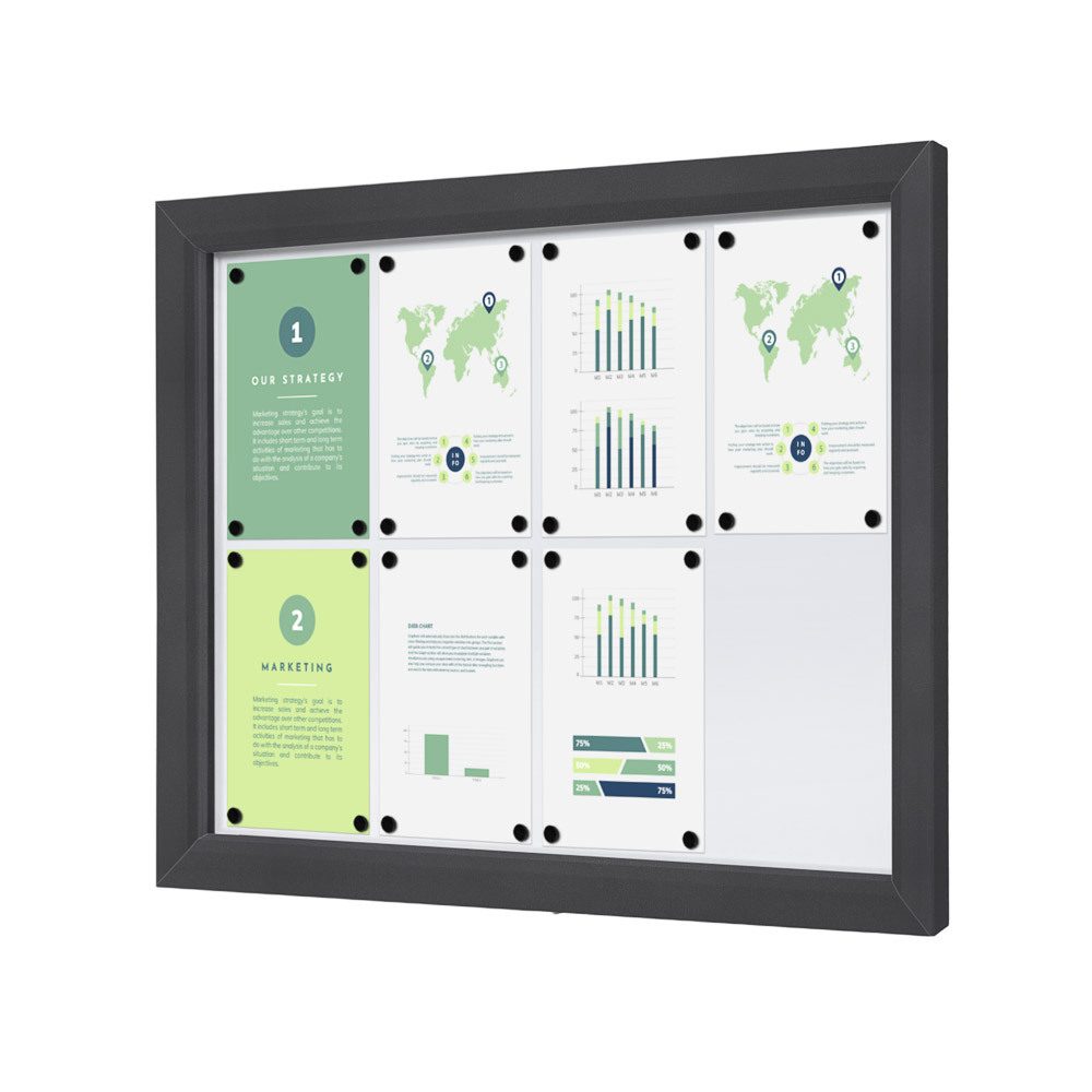 Abschließbarer Schaukasten Outdoor Slim 8 x A4 Anthrazit, Showdown Displays