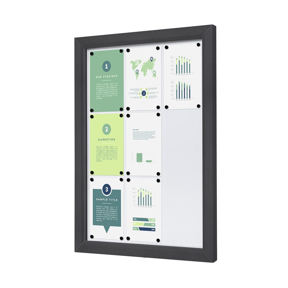 Abschließbarer Schaukasten Outdoor Slim 9 x A4 Anthrazit, Showdown Displays