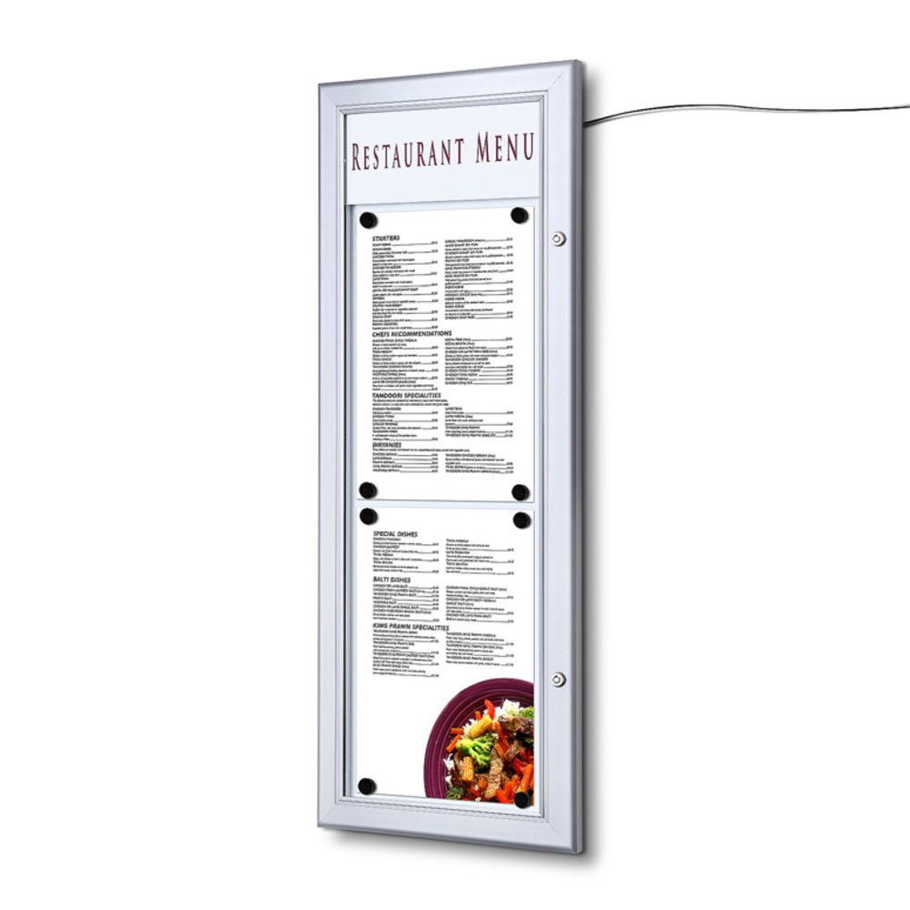 Schaukasten für Speisekarten LED 2xA4 hoch, Showdown Displays