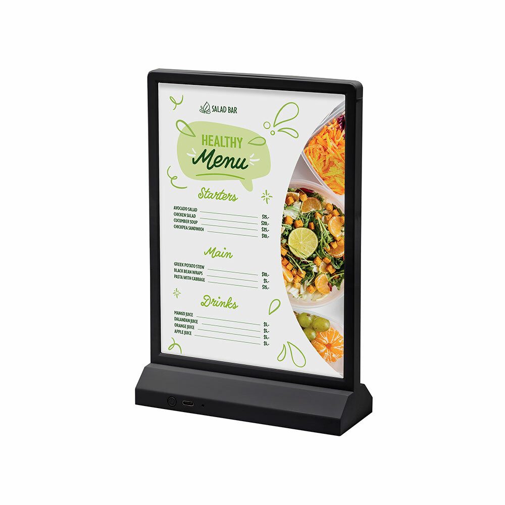 LED T Aufsteller - A5 Hochformat Schwarz, Showdown Displays