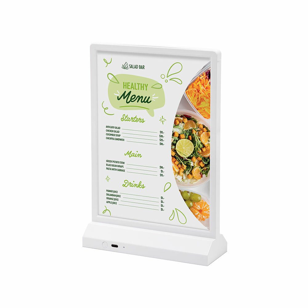 LED T Aufsteller - A5 Hochformat Weiß, Showdown Displays