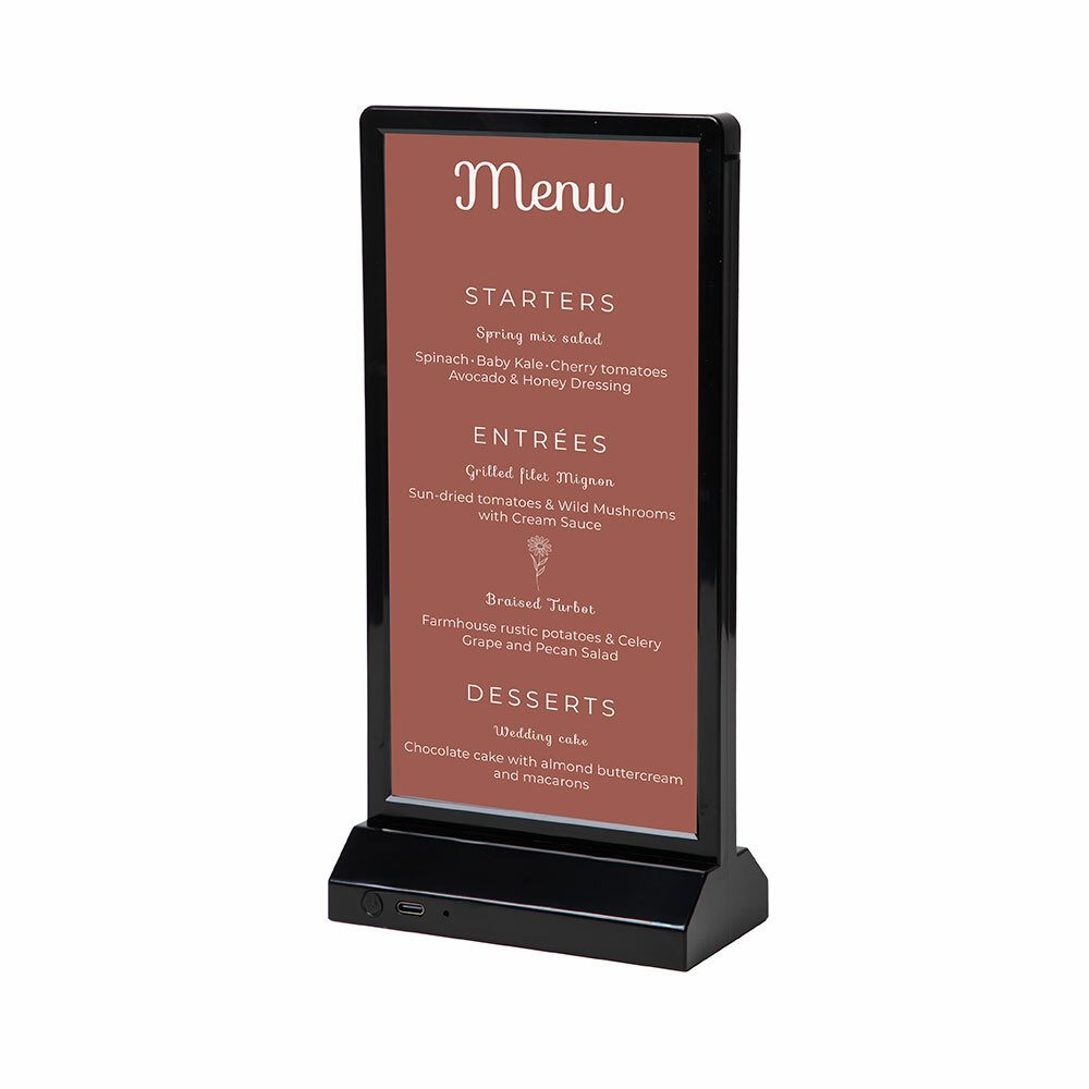 LED T Aufsteller - A4 1/3 Hochformat Schwarz, Showdown Displays
