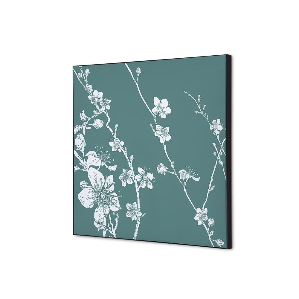 Spannstoff Wanddekoration SET 40 x 40 Motiv „Japanische Kirschblüte“ Grün, Showdown Displays