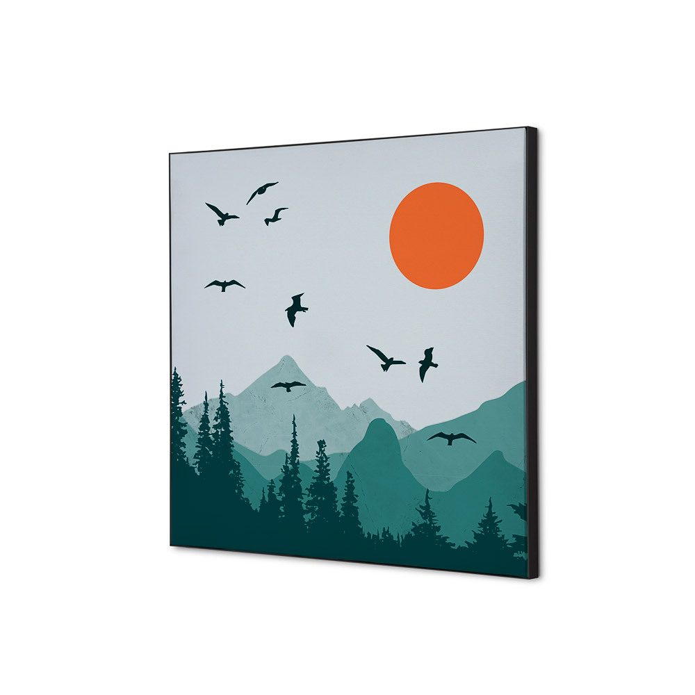 Spannstoff Wanddekoration SET 40 x 40 Motiv „Sonne und Vögel“, Showdown Displays