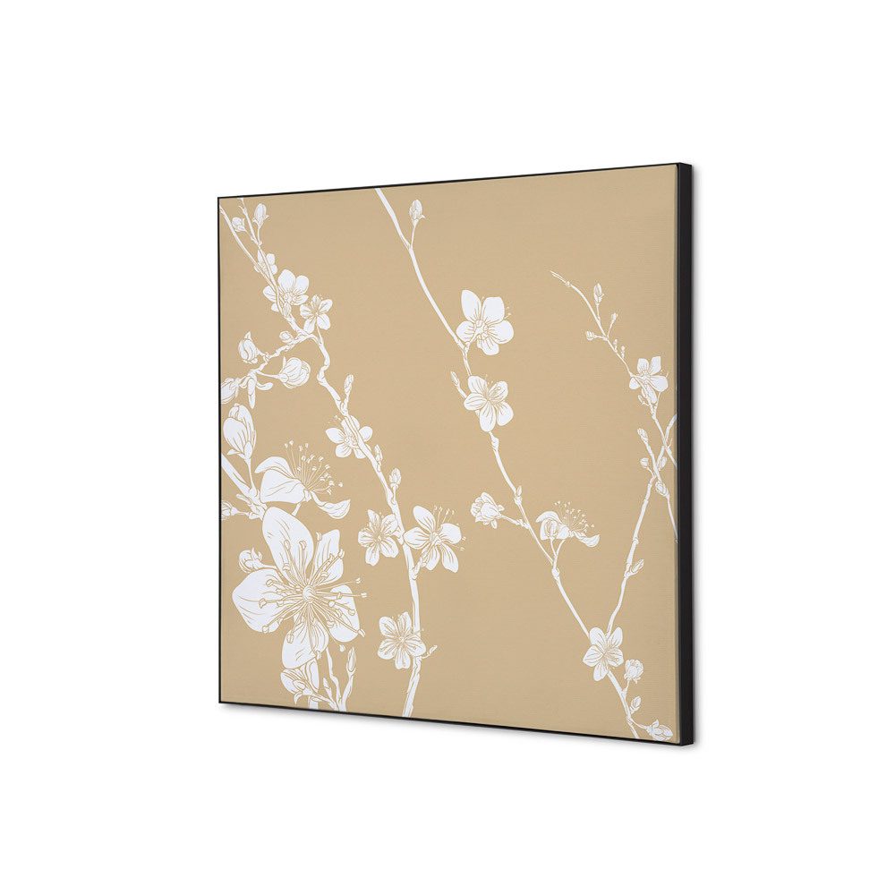 Spannstoff Wanddekoration SET 40 x 40 Motiv „Japanische Kirschblüte Beige“, Showdown Displays