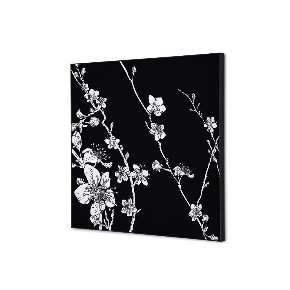 Spannstoff Wanddekoration SET 40 x 40 Motiv „Japanische Kirschblüte“ Schwarz, Showdown Displays