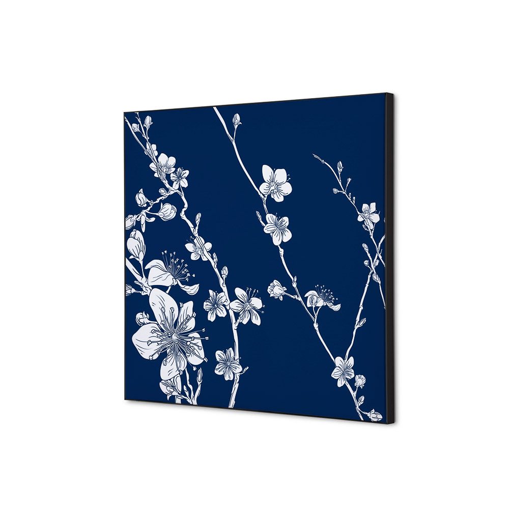 Spannstoff Wanddekoration SET 40 x 40 Motiv „Japanische Kirschblüte“ Blau, Showdown Displays