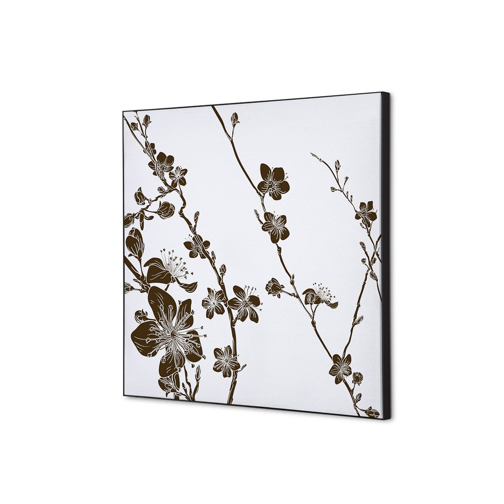 Spannstoff Wanddekoration SET 40 x 40 Motiv „Japanische Kirschblüte Dunkelbraun“, Showdown Displays