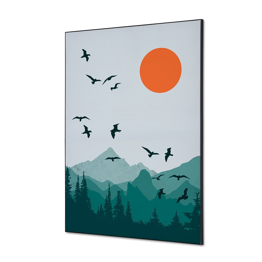 Spannstoff Wanddekoration SET A1 Motiv „Sonne und Vögel“, Showdown Displays