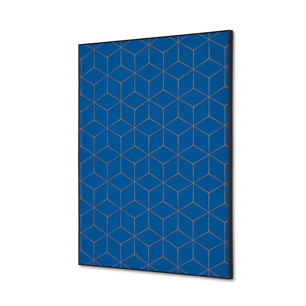Spannstoff Wanddekoration SET A2 Motiv „Hexagon Blau-Braun“, Showdown Displays