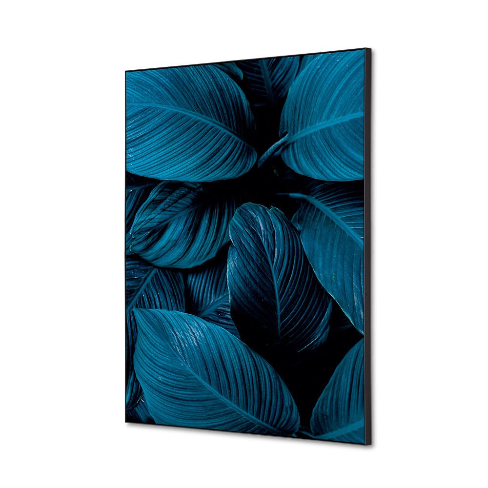 Spannstoff Wanddekoration SET A2 Motiv „Botanische Blätter“ Blau, Showdown Displays