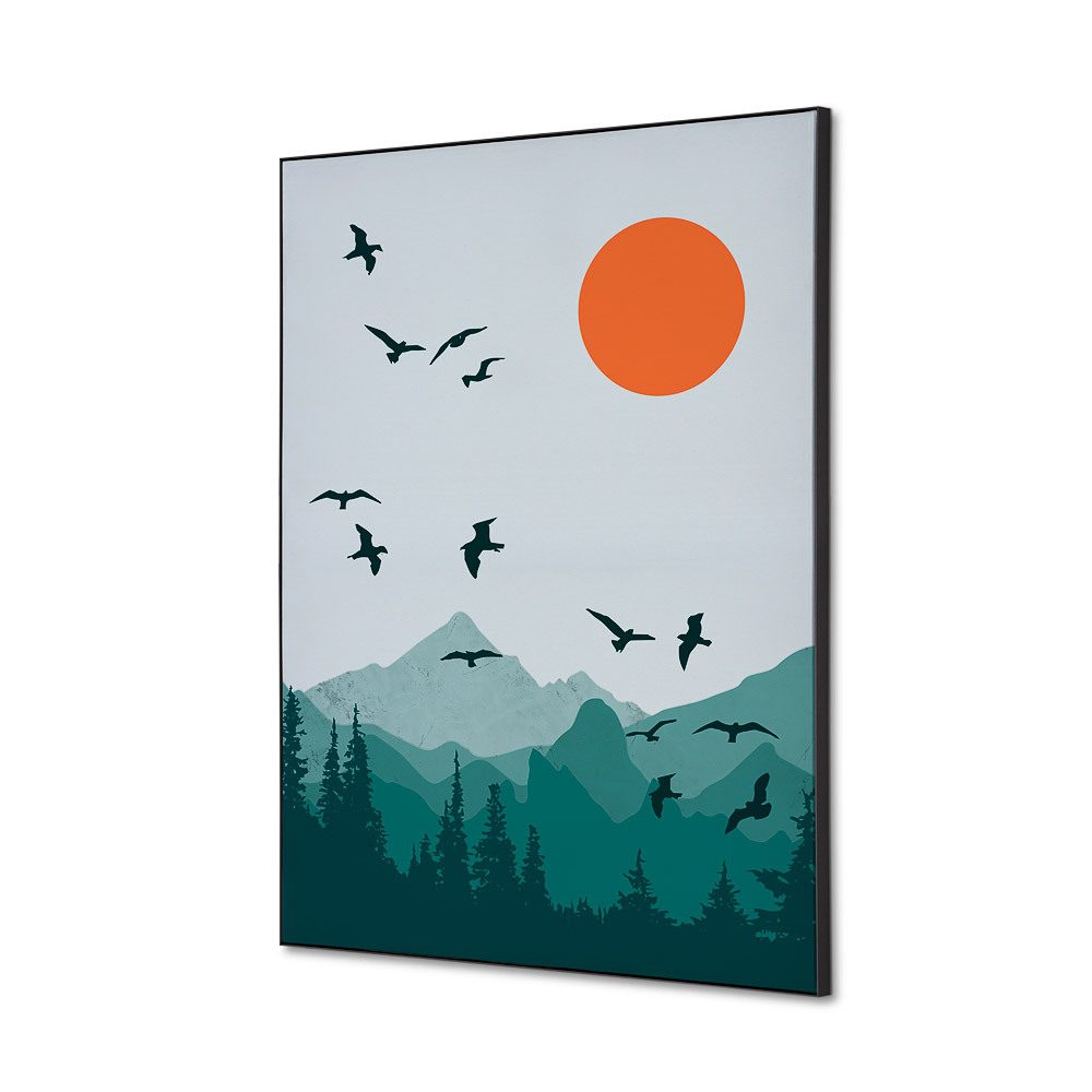 Spannstoff Wanddekoration SET A2 Motiv „Sonne und Vögel“, Showdown Displays
