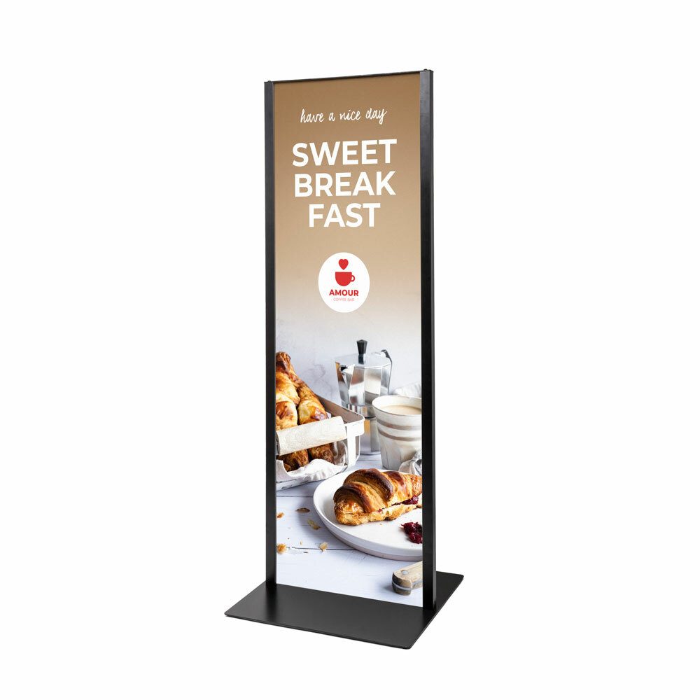 Totem Panel Plus 420 x 1200 x 3 mm RAL9005 Schwarz, Showdown Displays