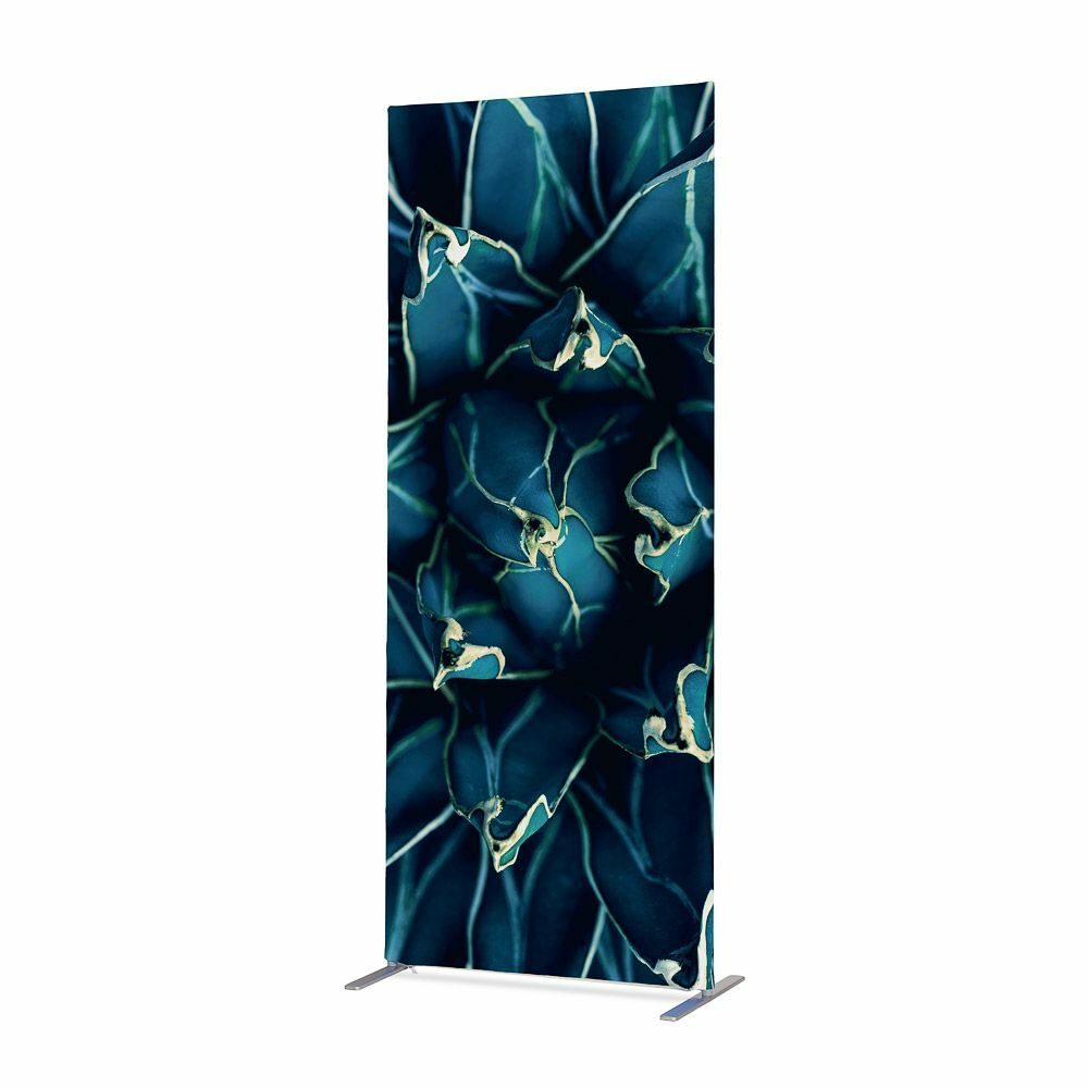 Textil Raumteiler Deko 85-200 Doppel Motiv „Kaktus“ Blau ECO, Showdown Displays