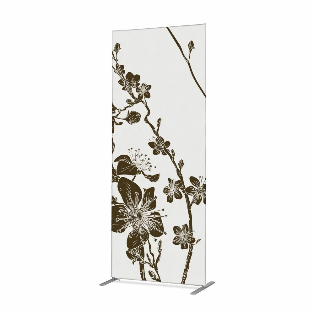 Textil Raumteiler Deko 85-200 Motiv „Abstrakte Japanische Kirschblüte“ Braun, Showdown Displays