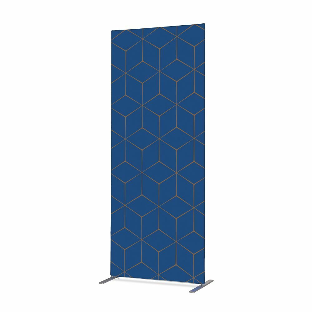 Textil Raumteiler Deko 100-200 Motiv „Hexagon Blau-Braun“, Showdown Displays