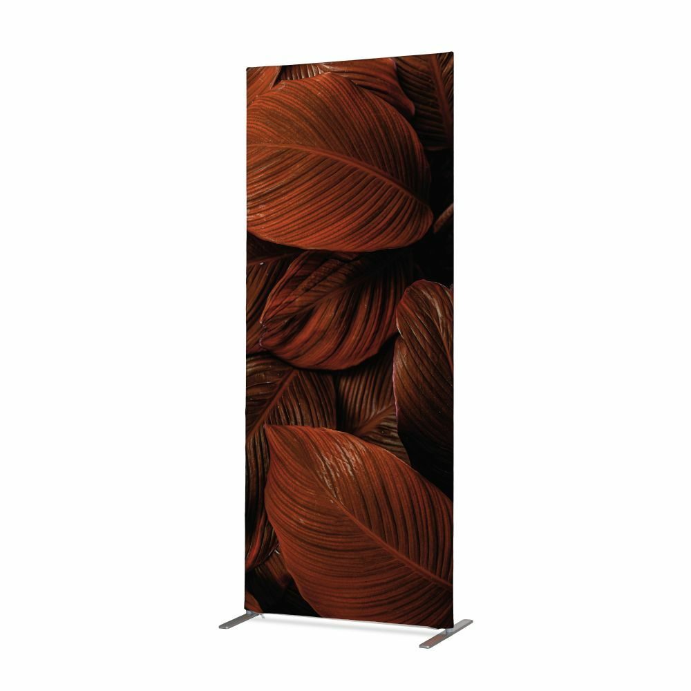 Textil Raumteiler Deko 100-200 Doppel Motiv „Botanische Blätter Rot/Rost“ ECO, Showdown Displays