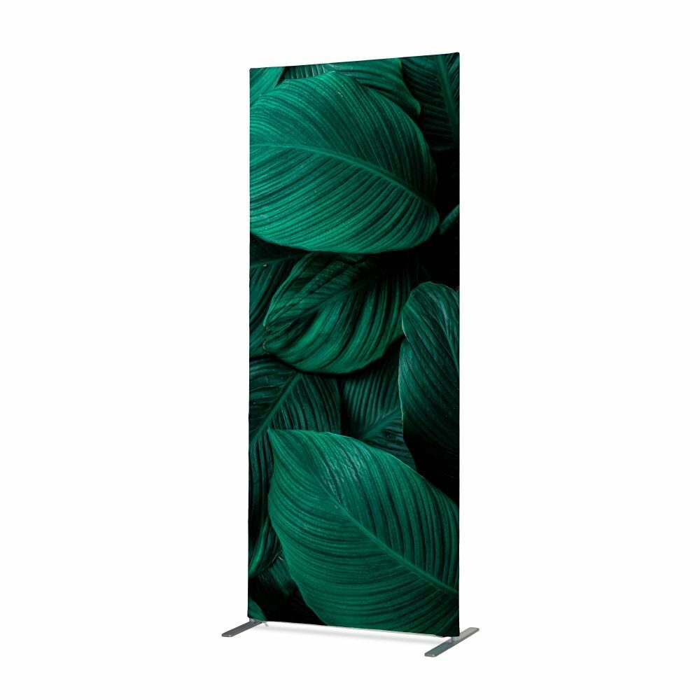 Textil Raumteiler Deko 100-200 Doppel Motiv „Botanische Blätter“ Grün ECO, Showdown Displays