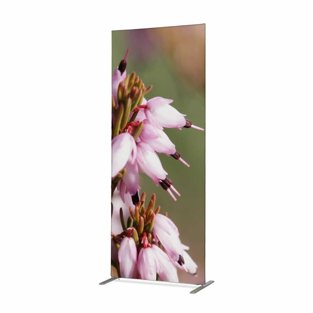 Textil Raumteiler Deko 100-200 Doppel Motiv „Pinke Blume Erica“ ECO, Showdown Displays