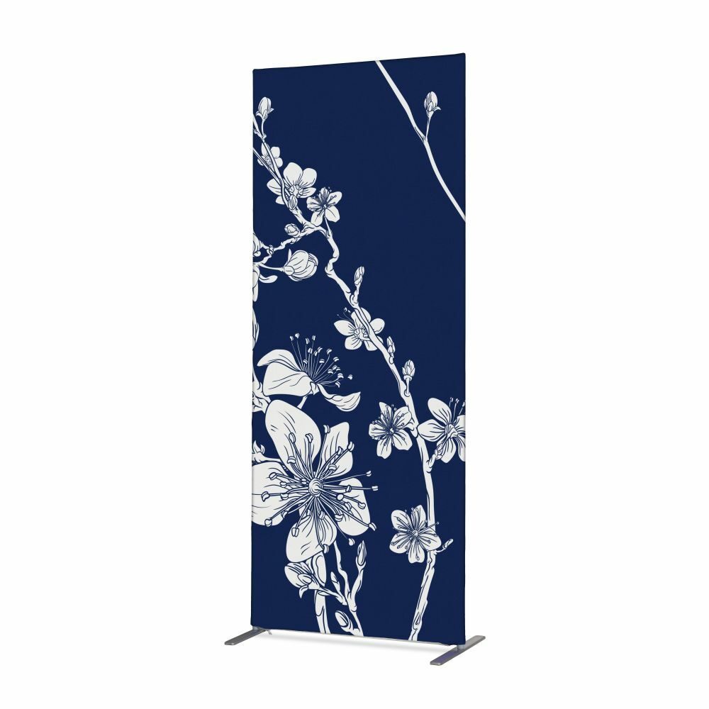 Textil Raumteiler Deko 100-200 Motiv „Abstrakte Japanische Kirschblüte“ Blau, Showdown Displays