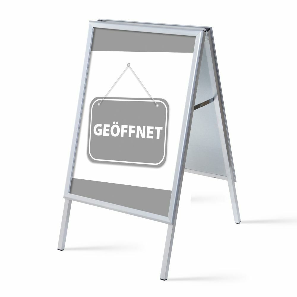 Kundenstopper A1 Komplettset Motiv „Geöffnet“ Grau Deutsch, Showdown Displays