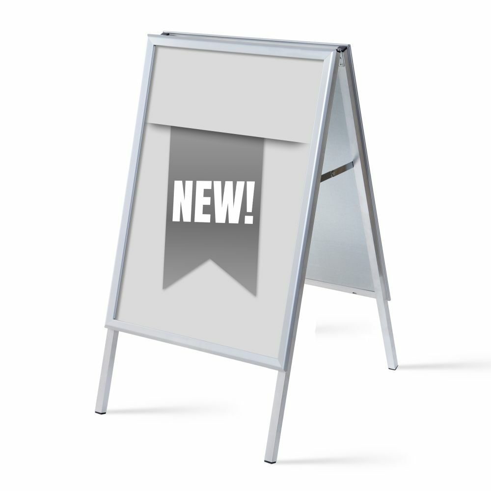 Kundenstopper A1 Komplettset Motiv „Neu“ Grau Englisch, Showdown Displays