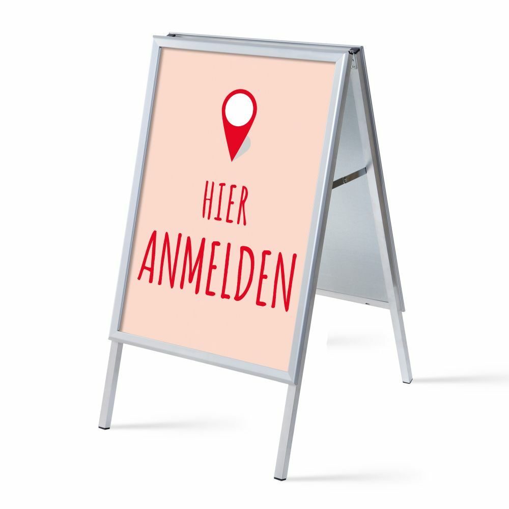Kundenstopper A1 Komplettset Motiv „Hier Anmelden“ Rot Deutsch, Showdown Displays