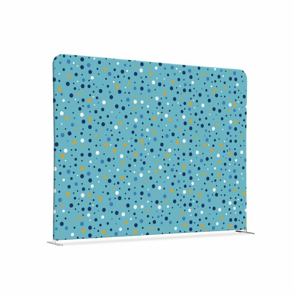 Textil Raumteiler 150-150 Doppel Motiv „Punkte Farbe“ Blau, Showdown Displays