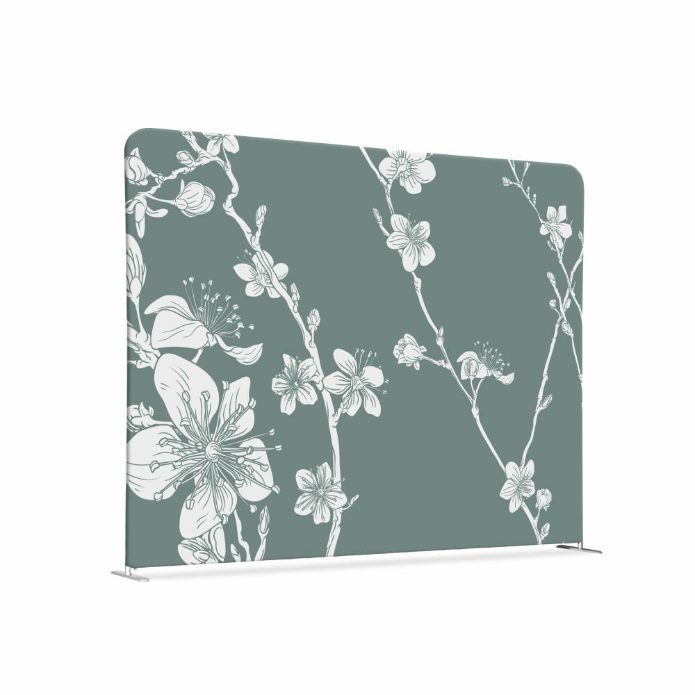 Textil Raumteiler 150-150 Doppel Motiv „Abstrakte Japanische Kirschblüte“ Grün, Showdown Displays