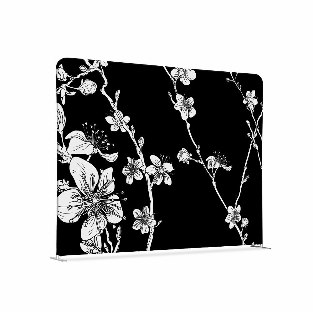 Textil Raumteiler 150-150 Doppel Motiv „Abstrakte Japanische Kirschblüte“ Schwarz, Showdown Displays